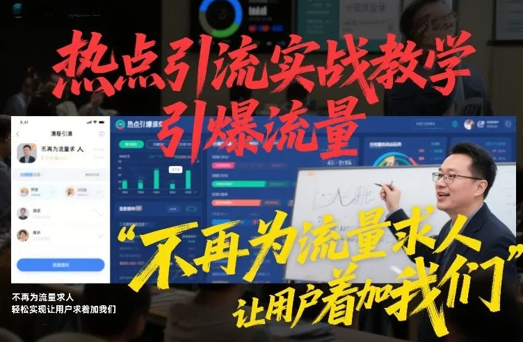 热点引流实战教学，引爆流量，不再为流量求人，轻松实现让用户求着加我们