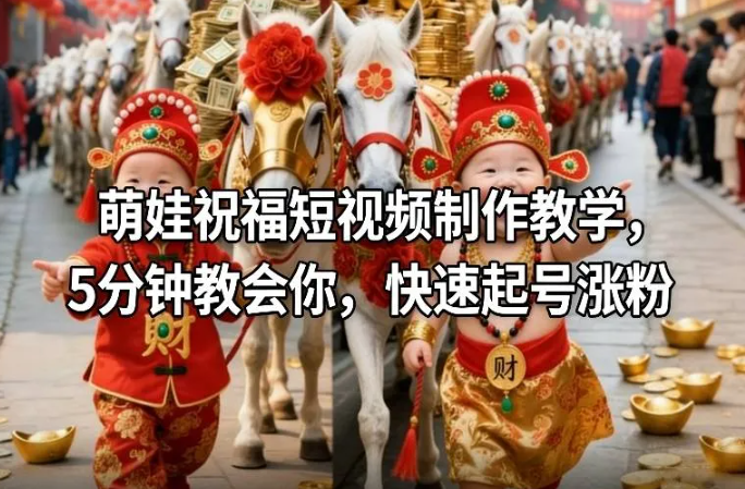 萌娃祝福短视频制作教学，5分钟教会你，快速起号涨粉