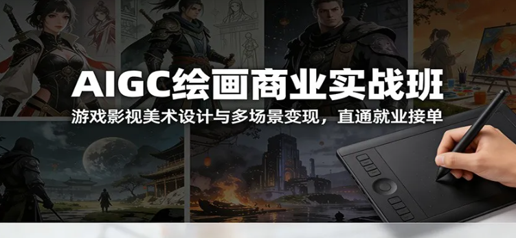 AIGC绘画商业实战班：游戏影视美术设计与多场景变现，直通就业接单