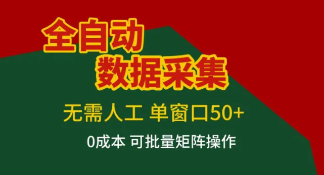 全自动数据采集，无需人工，单窗口50+，0成本可批量矩阵操作【揭秘】