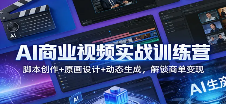 AI商业视频实战训练营：脚本创作+原画设计+动态生成，解锁商单变现