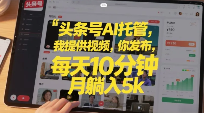 头条号AI托管，我提供视频，你发布，每天10分钟，月躺入5k+【揭秘】