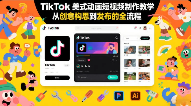 TikTok美式动画短视频制作教学，从创意构思到发布的全流程