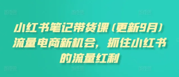 小红书笔记带货课，流量电商新机会，抓住小红书的流量红利(更新26年2月)