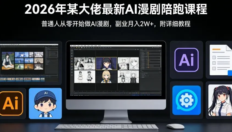 26年某大佬最新Ai漫剧陪跑课程，普通人从零开始做AI漫剧，副业月入2W+